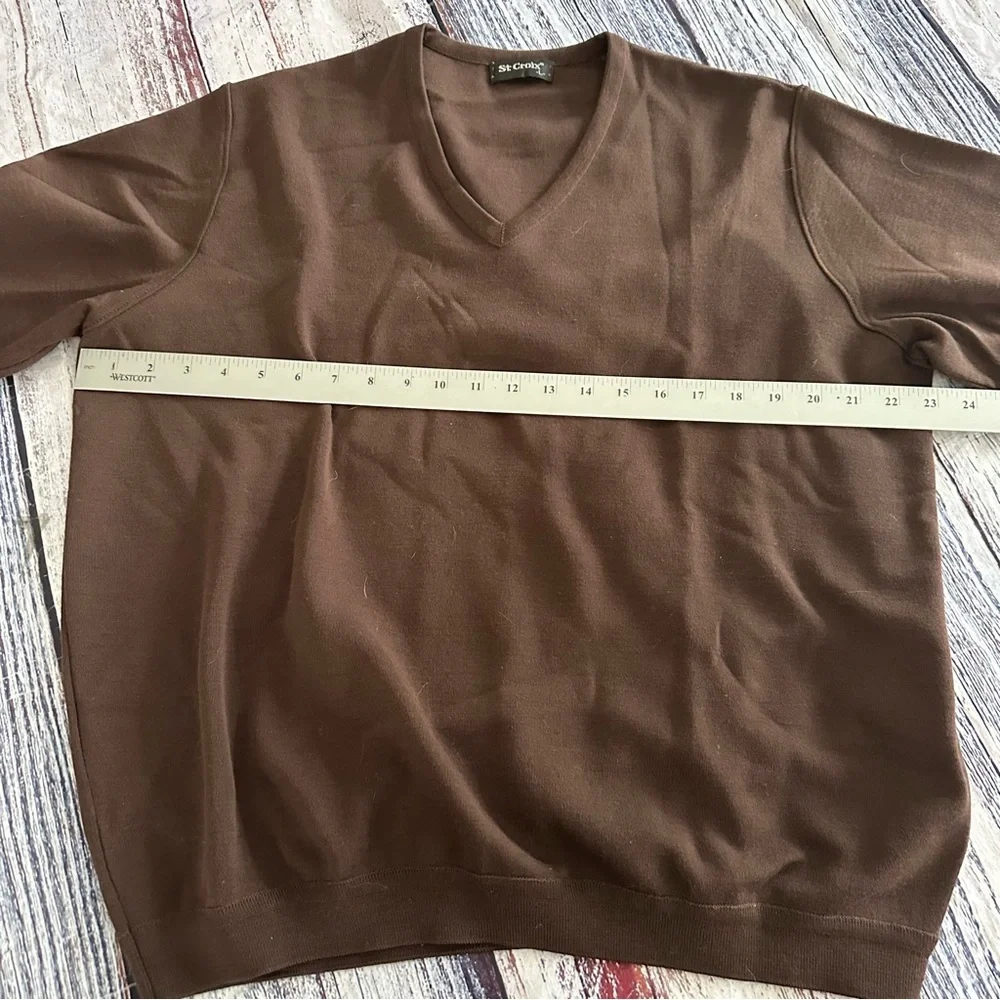 Vintage St. Croix 100% Wool Brown V-Neck Sweater​ - Picture 6 of 7